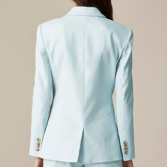 NWT J. Crew Alexandra Blazer in Stretch Linen Blend, Blue Edgewater, Size 4 - Picture 2 of 4